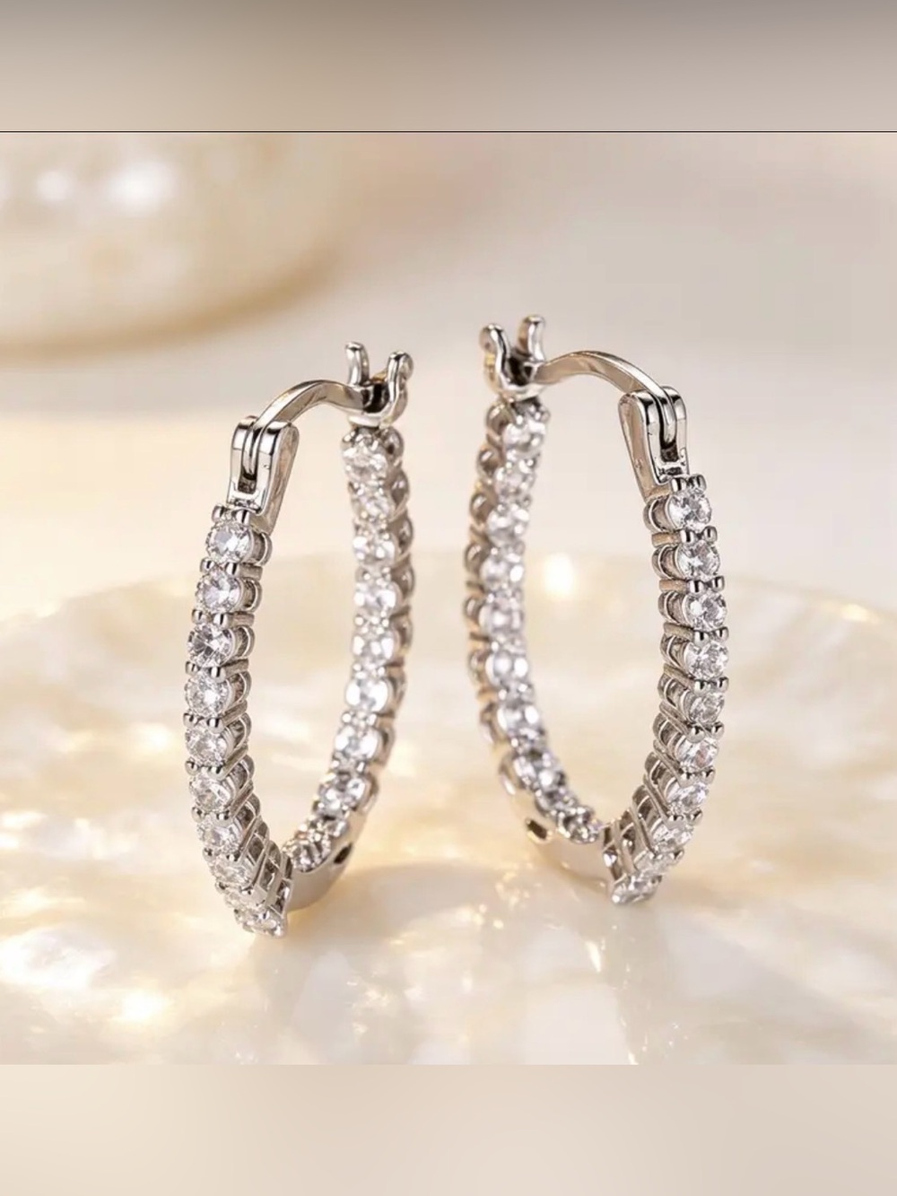 New Mojssanite S925 Sterling Silver Round Cut Pave Hoop Earrings GRA Certificate
